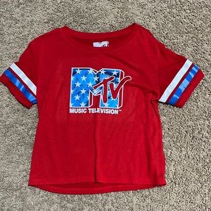 red white and blue mtv tee